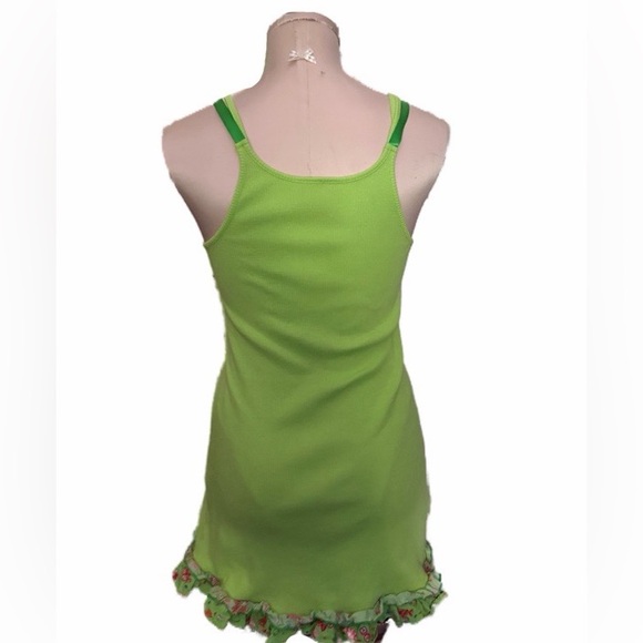 EUC Vintage VS Pout Lime Green Ribbed Fabric Nightgown dress Lollipop print trim - Picture 5 of 6
